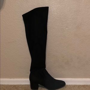 Black sueded thigh high boots
